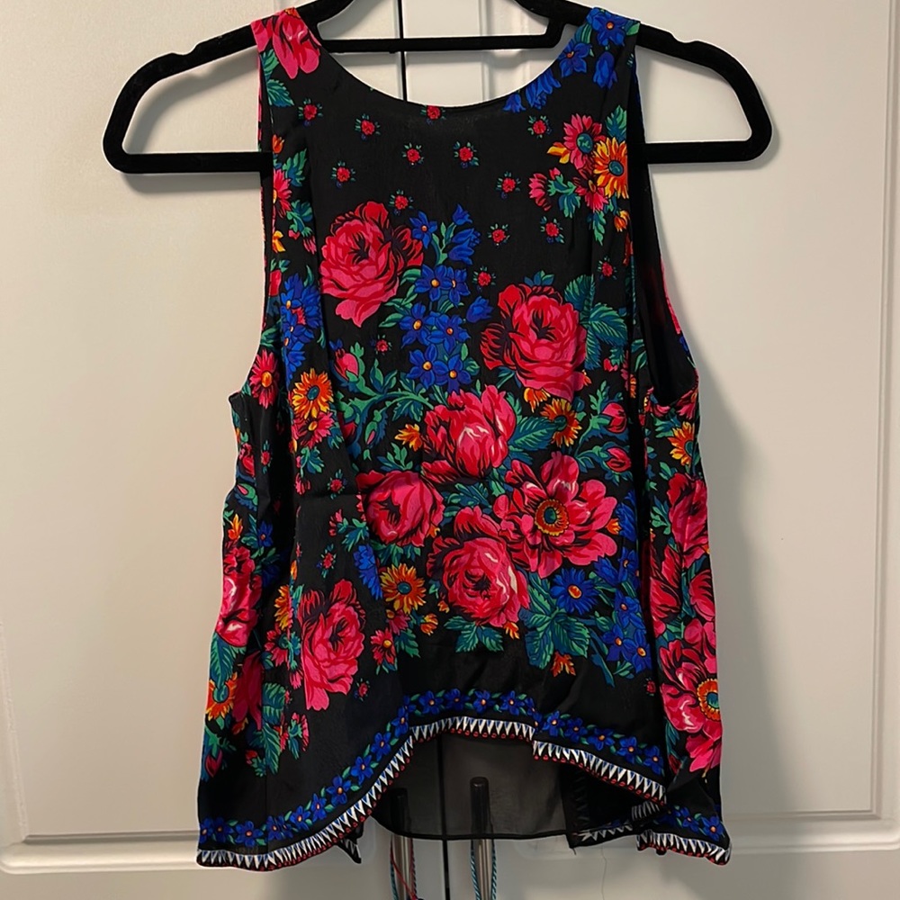 Zara medium black floral sleeveless top